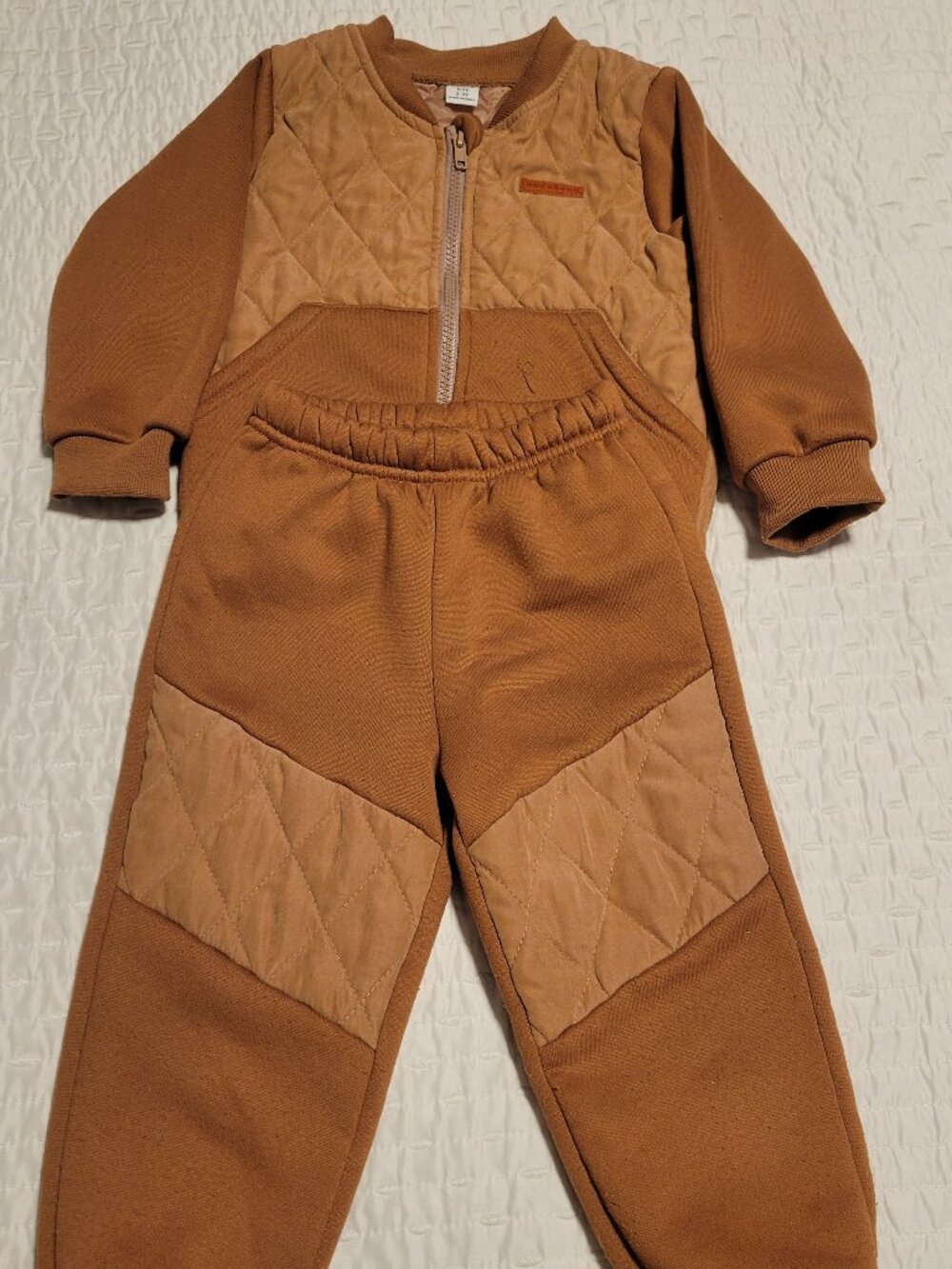 Shein Light Brown Flannel 2-piece Pants Jacket Set Boys 2T-3T